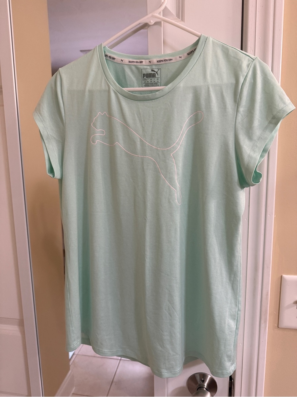 Puma Women's Light Mint Short Sleeve Tee with White Logo